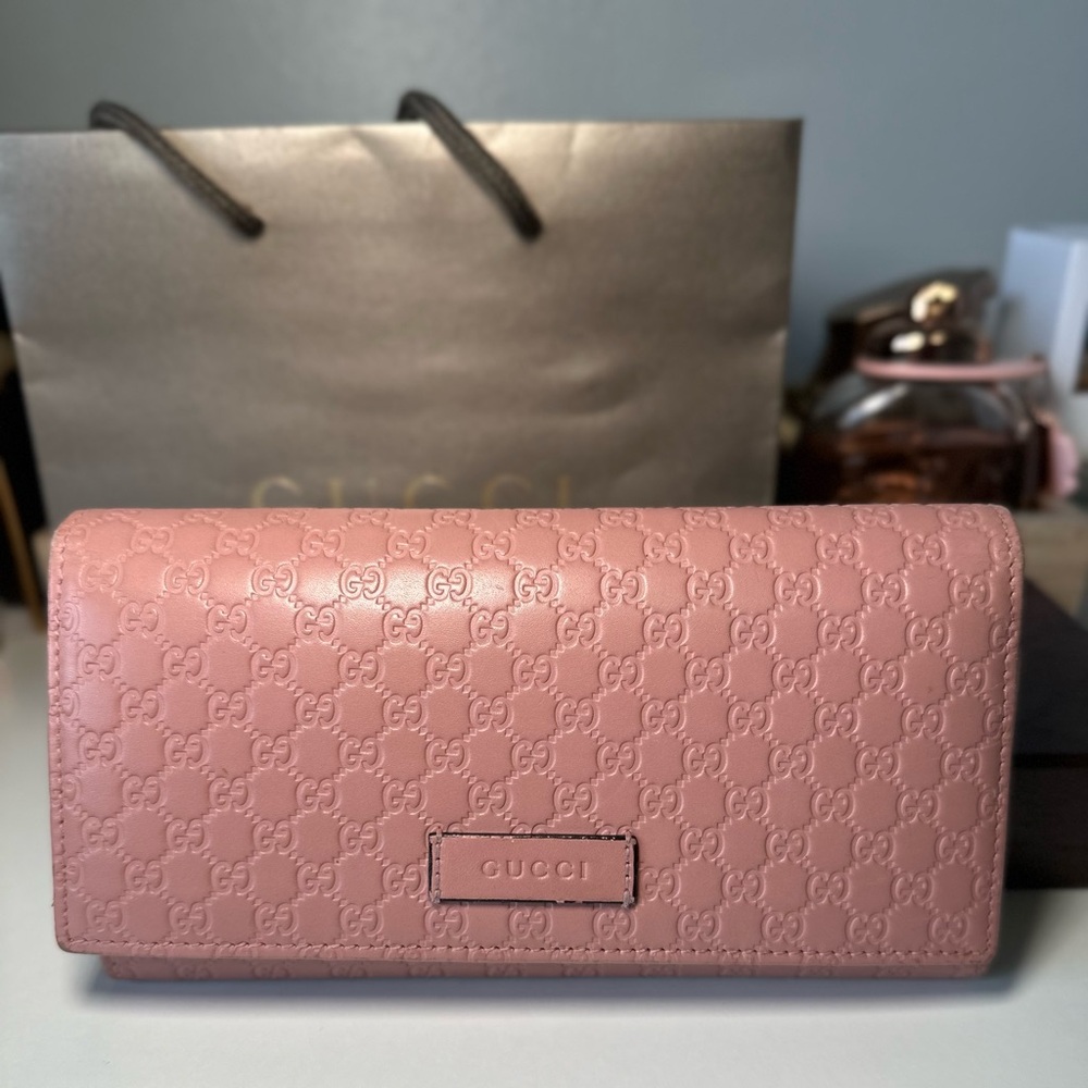GUCCI Micro Guccissima Soft Pink/ Rose Pink Bifold Wallet Marqaux (COA)